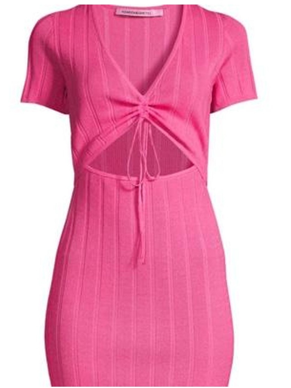 Hansen + Gretel Gianni Cut-Out Ribbed Knit Mini Resort Vacation Dress Pink M NWT
